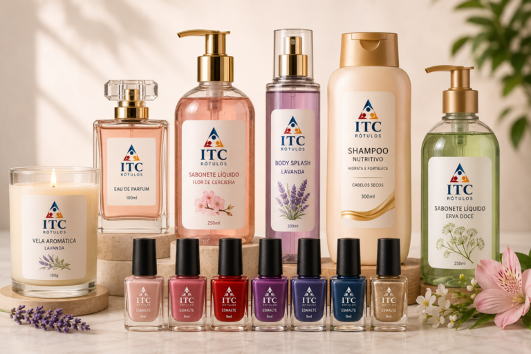Rótúlos adesivos personalizados para produtos cosméticos